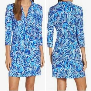 Lilly Pulitzer Blue Multi Swirl Print Shift Dress